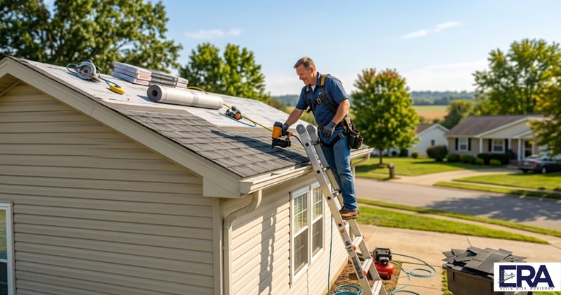 Homeowner installing new roof on Kentucky home to lower homeowners insurance costs