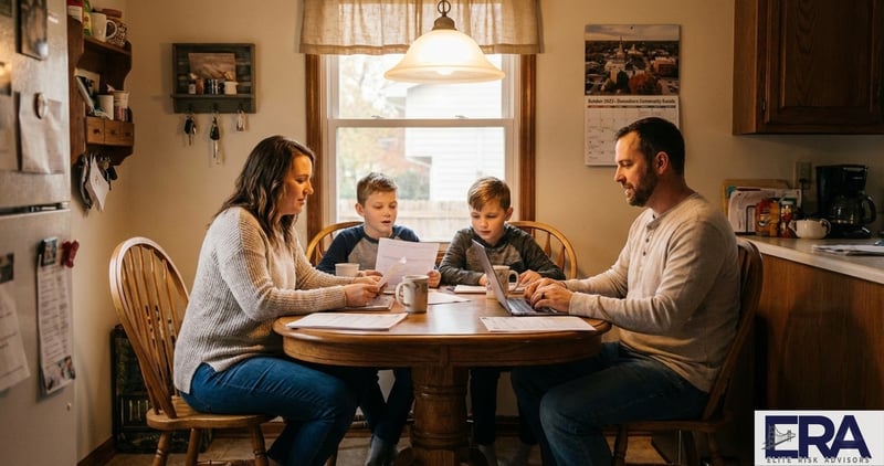 Owensboro family discussing life insurance planning at their kitchen table