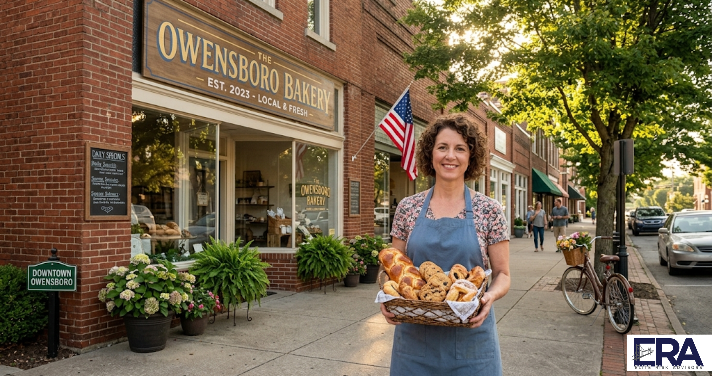 Small business owner on Main Street in Owensboro Kentucky representing life insurance beyond income replacement