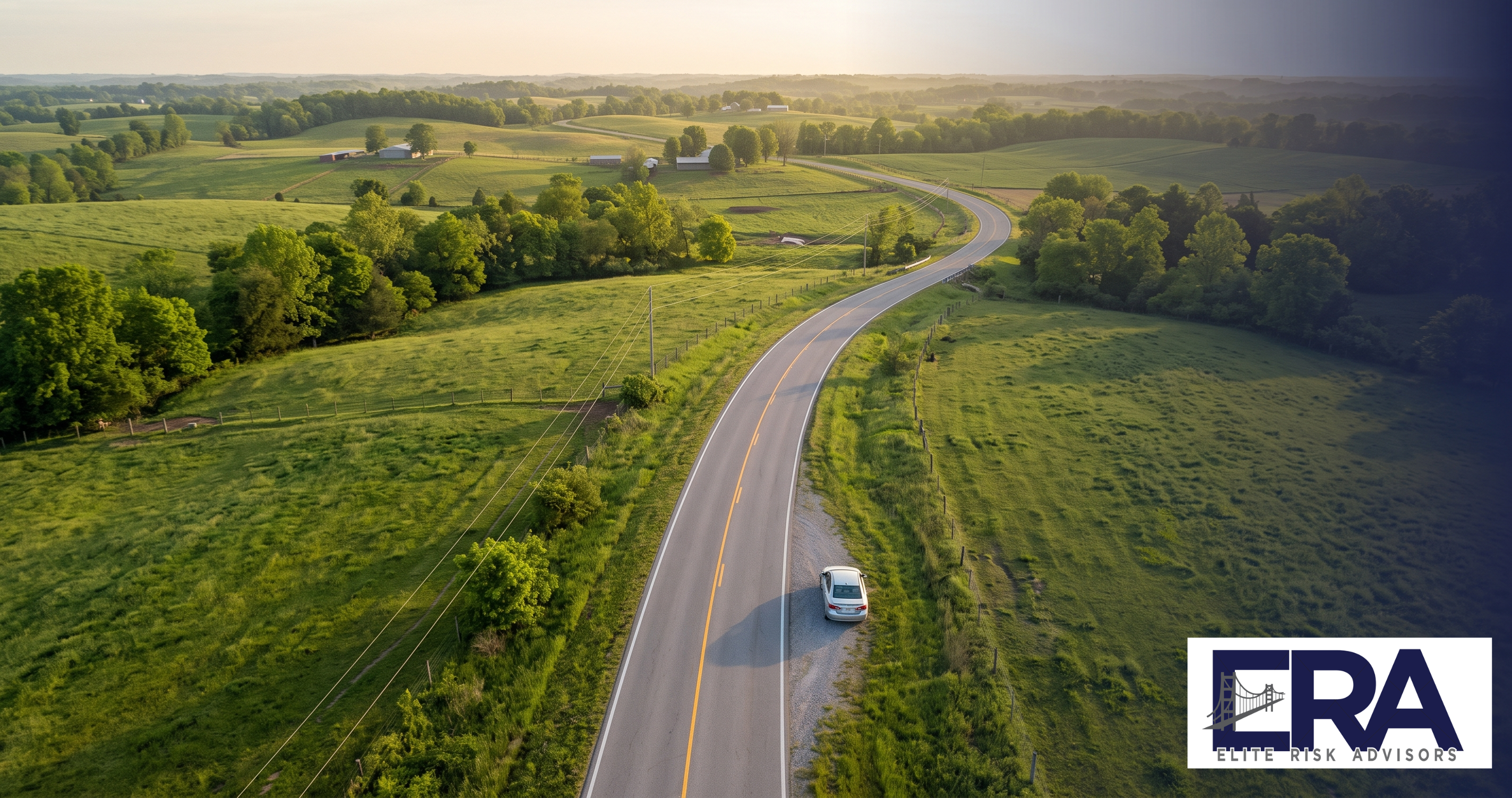 Average cost of auto insurance in Kentucky — Owensboro street with parked vehicle and ERA navy overlay